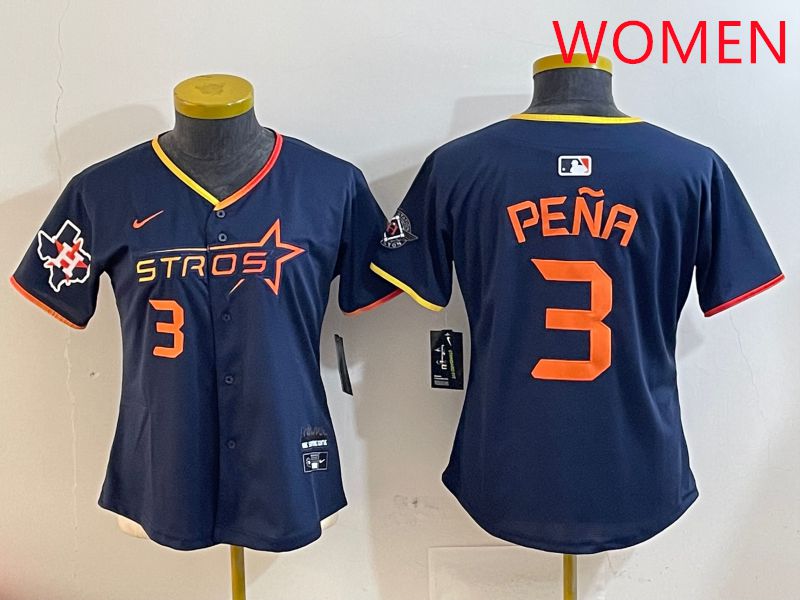 Women Houston Astros #3 Pena Drak Blue Three generations Joint Name 2025 Nike MLB Jersey style 4108->women mlb jersey->Women Jersey